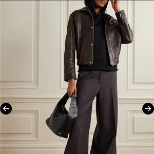 Nour Hammour Clint Utilitarian Leather Jacket in Chocolate Fondant size 34